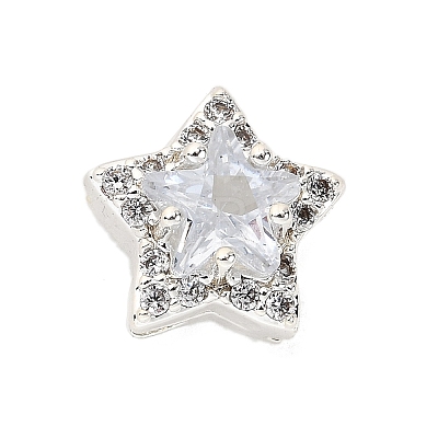 Brass Micro Pave Cubic Zirconia Beads KK-D408-11S-02A-1
