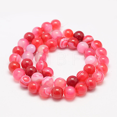 Natural Striped Agate/Banded Agate Bead Strands G-K155-B-6mm-09-1