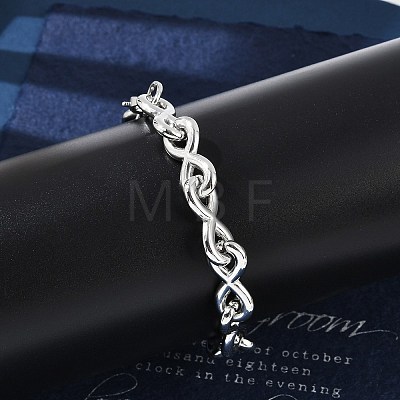 304 Stainless Steel Infinity Link Chain Bracelets for Women Men BJEW-F488-53C-P-1