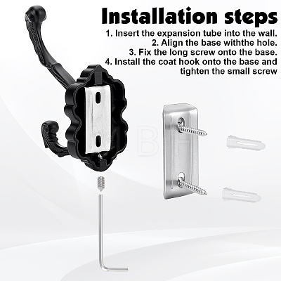 6Pcs Aluminum Wall Mounted Hook Hangers ODIS-JOY0001-02B-1