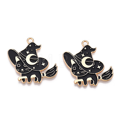 Light Gold Tone Alloy Enamel Pendants ENAM-N056-194-1