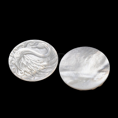 Natural White Shell Carved Cabochons SHEL-G024-03C-1