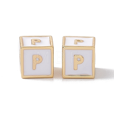 Rack Plating Brass Enamel Beads KK-B060-04G-04P-1