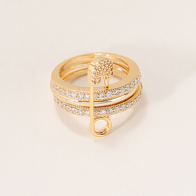 Brass Micro Pave Cubic Zirconia Finger Rings FA7520-3-1