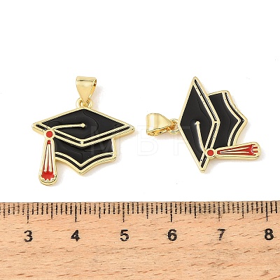 Graduation Season Brass Enamel Pendants KK-CBAF2EC-03G-A06-1