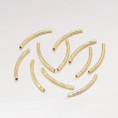 Real 18K Gold Plated Brass Curved Tube Beads X-KK-L147-196-NR-1