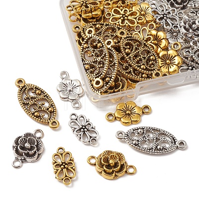 48Pcs 8 Style Tibetan Style Alloy  Connector Charms FIND-FS0001-69-1