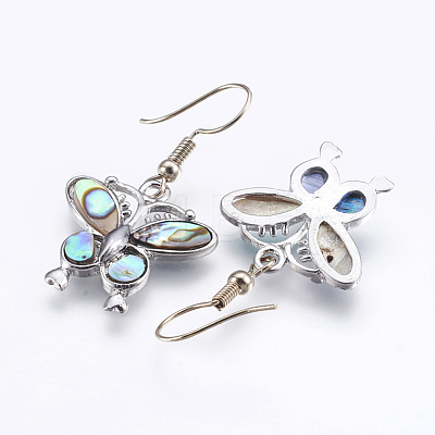 Abalone Shell/Paua Shell Dangle Earrings EJEW-F147-A04-1