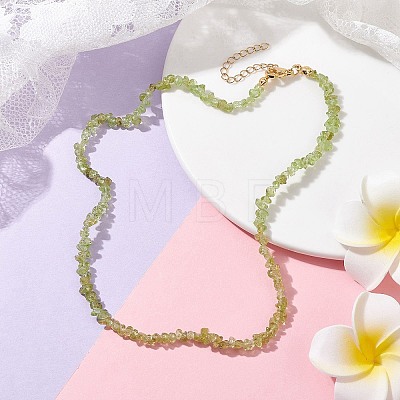 Natural Peridot Chip Beaded Necklace NJEW-JN04616-16-1