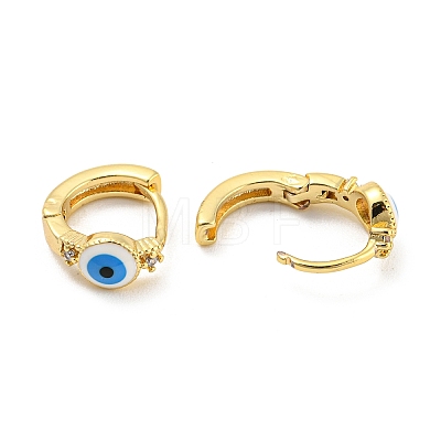 Evil Eye Real 18K Gold Plated Brass Hoop Earrings EJEW-L269-066G-1