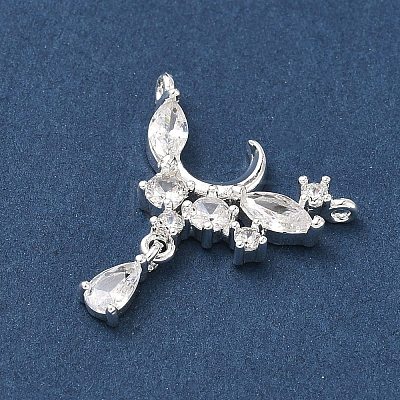 Brass Micro Pave Clear Cubic Zirconia Pendants KK-C168-08S-1