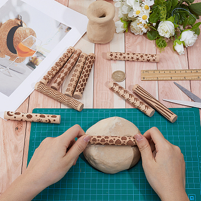 10Pcs 10 Styles Wood Rolling Pin AJEW-GF0014-29-1