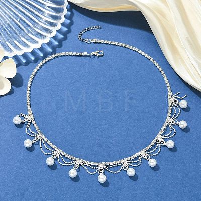 Brass Crystal Rhinestone Tennis Necklaces NJEW-JN06128-1