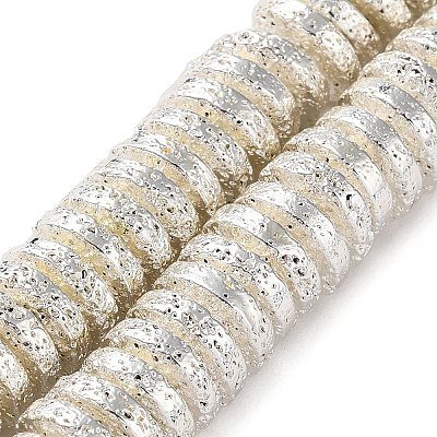 Electroplated Natural Lava Rock Beads Strands G-I360-A05-04-1