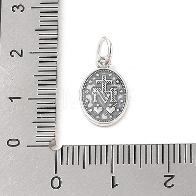 999 Sterling Silver Oval with Virgin Religious Medal Charms with Jump Rings STER-C006-01AS-1