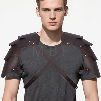 1Pc Medieval PU Leather Double Shoulder Armor AJEW-CL0002-44-1