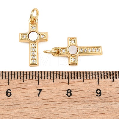 Brass Micro Pave Clear Cubic Zirconia Pendants CU-CBA9482-05G-03-1