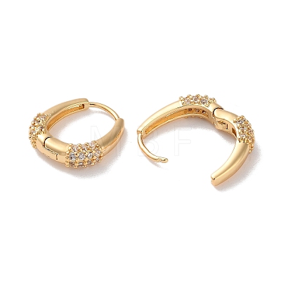 Oval Brass Micro Pave Cubic Zirconia Hoop Earrings for Women EJEW-B056-07G-1