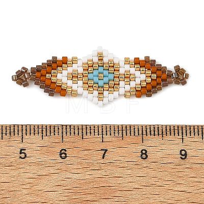Glass MIYUKI Delica Beads Braided Connector Charms PALLOY-MZ01412-03-1