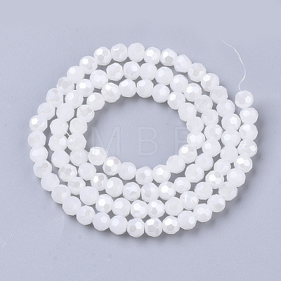 Faceted(32 Facets) Electroplate Glass Beads Strands X-EGLA-R018-4mm-7-1