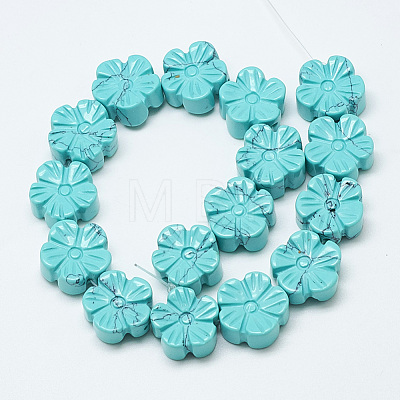 Carved Synthetic Turquoise Beads Strands G-T122-08I-1