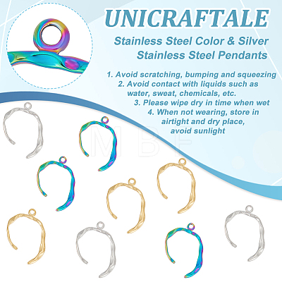 Unicraftale 12Pcs 3 Colors 304 Stainless Steel Pendants STAS-UN0046-31-1
