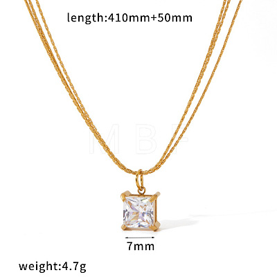 304 Stainless Steel Pave Clear Cubic Zirconia Geometric Pendant 3-Strand Necklaces for Women WG70AF8-01-1