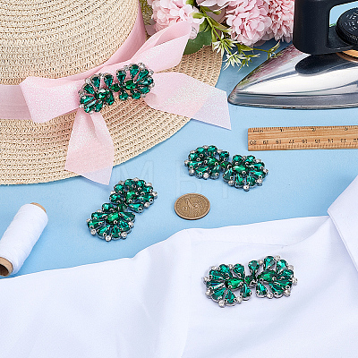 6Pcs Flower Glass Rhinestone Cabochons DIY-FG0010-18D-1