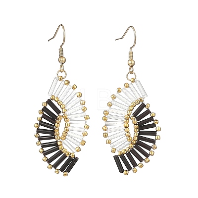 Glass Braided Beads Dangle Earrings EJEW-MZ00746-1