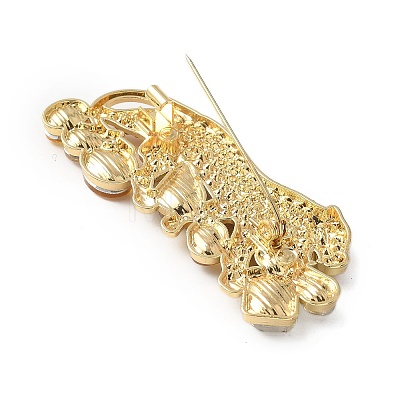 Cheetah Zinc Alloy Rhinestones Brooches JEWB-R055-02G-03-1