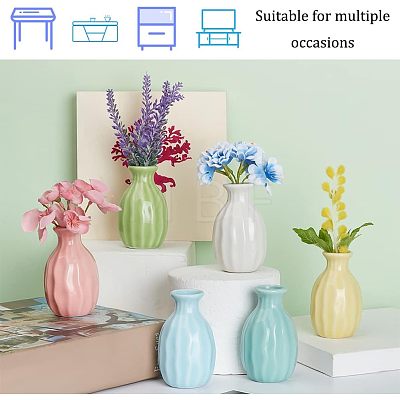  6Pcs 6 Colors Mini Ceramic Floral Vases for Home Decor BOTT-NB0001-04-1