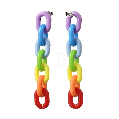 Rainbow Dangle Stud Earrings EJEW-JE04220-1