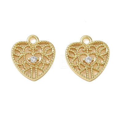 Brass Micro Pave Clear Cubic Zirconia Charms KK-CBA74BF-08G-1