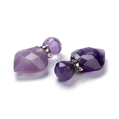 Natural Amethyst Perfume Bottle Pendants G-D058-11P-07-1