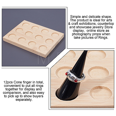 Wooden Ring Showcase Display Holder RDIS-WH0010-01-1