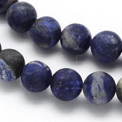 Frosted Round Natural Orange Sodalite Beads Strands G-N0166-63-8mm-1