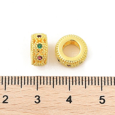 Brass Micro Pave Cubic Zirconia European Beads KK-P297-04C-G-1