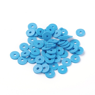 Flat Round Handmade Polymer Clay Beads CLAY-R067-8.0mm-33-1