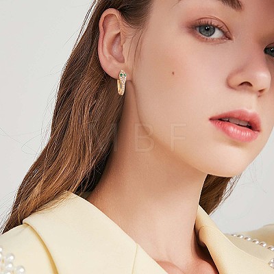 925 Sterling Silver Snake Hoop Earrings with Cubic Zirconia for Women JE960A-1