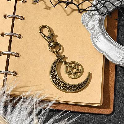 Alloy Moon & Star Pendant Decorations HJEW-JM02181-1