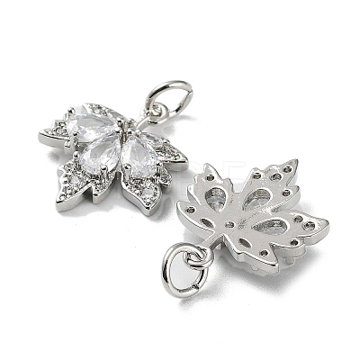 Rack Plating Brass Clear Cubic Zirconia Pendants KK-B078-02P-01-1