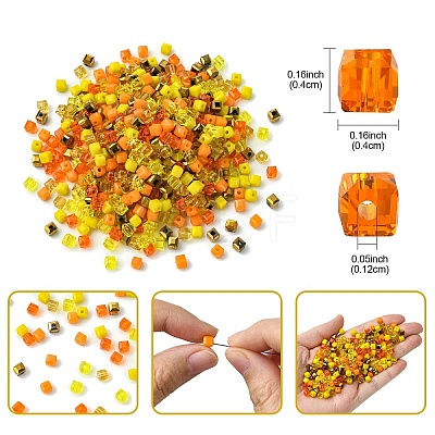 500Pcs Cube Glass Beads GLAA-YWC0005-01A-1