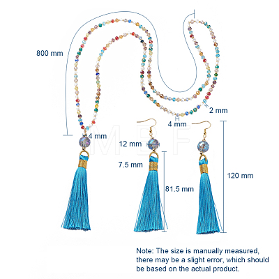 Polyester Tassel Pendant Jewelry Sets SJEW-JS01063-01-1