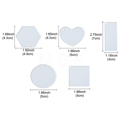 50Pcs 5 Styles Transparent Acrylic Disc Big Pendants TACR-YW0008-09-1