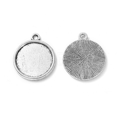 Tibetan Style Antique Silver Alloy Flat Round Pendant Cabochon Settings TIBEP-M022-29AS-1