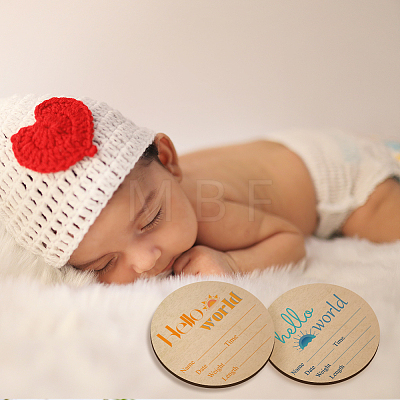 2Pcs 2 Style Single-face Printed Wooden Baby Photo Props DJEW-WH0600-006-1