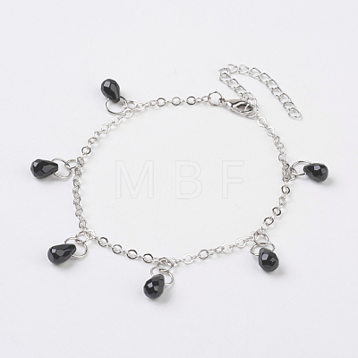 Faceted Natural Gemstone Anklets AJEW-AN00222-1