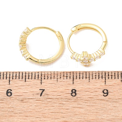 Cross 925 Sterling Silver Micro Pave Clear Cubic Zirconia Hoop Earrings EJEW-K317-06G-1