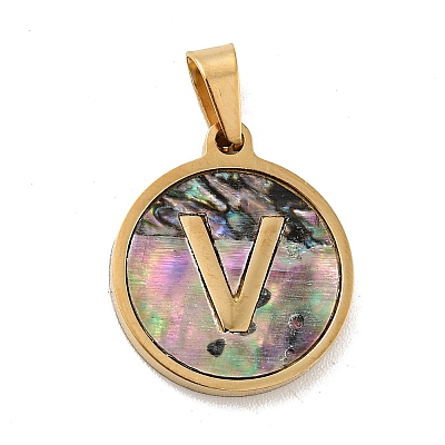 PVD Vacuum Plating 304 Stainless Steel with Paua Shell Pendants STAS-G268-02V-G-1