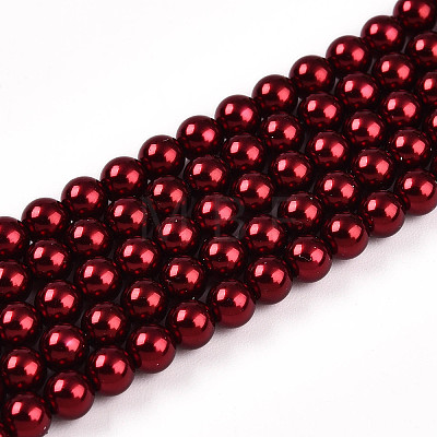 Baking Paint Pearlized Glass Pearl Bead Strands HY-N002-4mm-A13-1